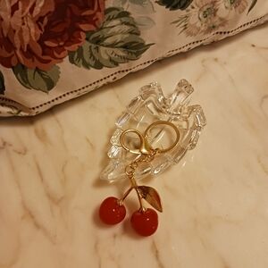 NWOT Cherries Bag Charm, Gold Medium Size Key Chain